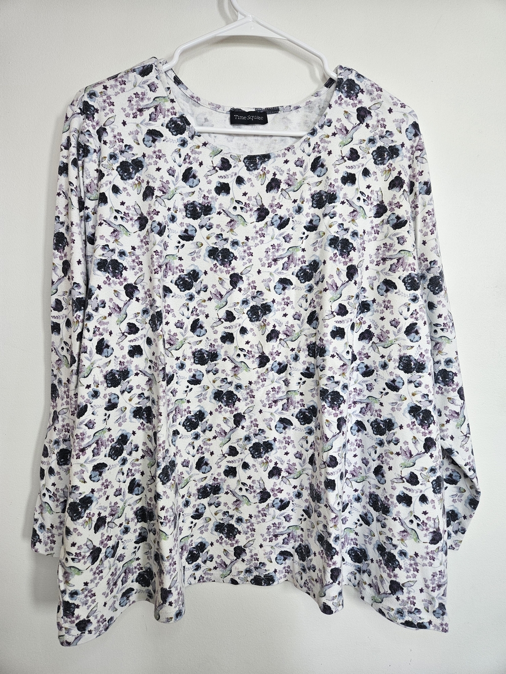 Time Square Plus Size 4X Floral Hummingbird Print Long Sleeve Top🔥